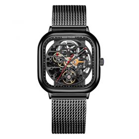 Limited Edition M Series Skeleton Dial Square Watch Waterproof All Black dial Automatic Mechanical watches RGA9075