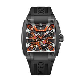 OBLVLO Big G Square Skeleton Mechanical Rubber Strap Watches-GM-BBBO